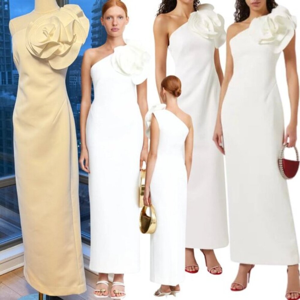 🆕 ACLER 🧿 NWOT Wynyard One Shoulder Maxi Dress, Ivory - Sz AU 8 US 4